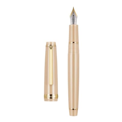 Clouism Gold Clip Series Füllfederhalter mit EF/F/M/gebogener Feder, hochwertiges Kunstharz, Metall, drehbar, zum Öffnen der Tinte, Stifte für Schulschreiben (08, F) von Clouism