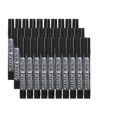 Clouism Marker auf Ölbasis, wasserfest, schnell trocknend, schwarz, blau, rot, permanent, für Metall, Glas, Schreibwaren, Zeichnen, Kunst, Schulbedarf (30 Stück, schwarz) von Clouism
