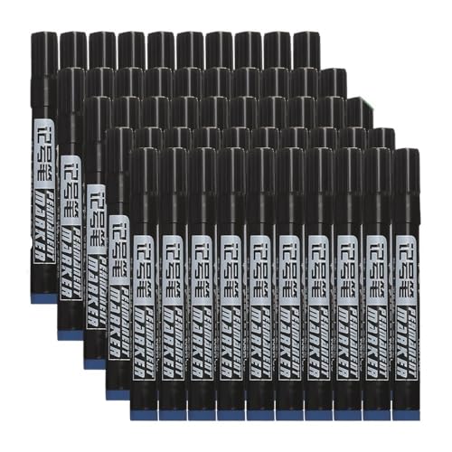 Clouism Marker auf Ölbasis, wasserfest, schnell trocknend, schwarz, blau, rot, permanent, für Metall, Glas, Schreibwaren, Zeichnen, Kunst, Schulbedarf (50 Stück, blau) von Clouism