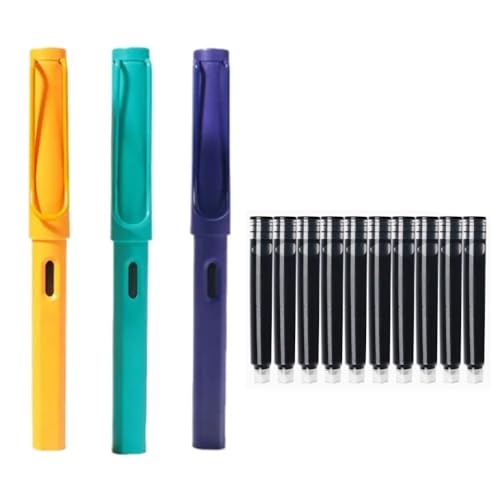 Clouism Retro-Füllfederhalter EF/F/0,38 mm, 3 Stück/Set, Schreib-Füllfederhalter, Bürobedarf, Stift (D-3Stifte, 10 Patronen, F) von Clouism