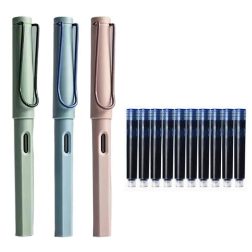 Clouism Retro-Füllfederhalter EF/F/0,38 mm, 3 Stück/Set, Schreib-Füllfederhalter, Bürobedarf, Stift (H-3Stifte, 10 Patronen, EF) von Clouism