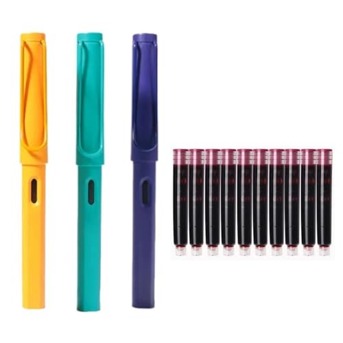 Clouism Retro-Füllfederhalter EF/F/0,38 mm, 3 Stück/Set, Schreib-Füllfederhalter, Bürobedarfsstift (F-3Pens 10 Patronen, EF) von Clouism
