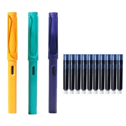 Clouism Retro-Füllfederhalter EF/F/0,38 mm, 3 Stück/Set, Schreibfüllfederhalter, Bürobedarf, Schreibwaren, Stift (E-3Stifte, 10 Patronen, 0,38) von Clouism