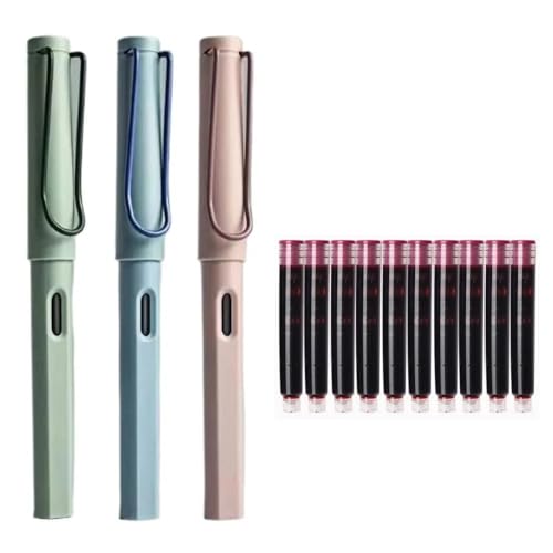 Clouism Retro-Füllfederhalter EF/F/0,38 mm, 3 Stück/Set, Schreibfüllfederhalter, Bürobedarf, Stift (I-3Pens 10 Patronen, F) von Clouism