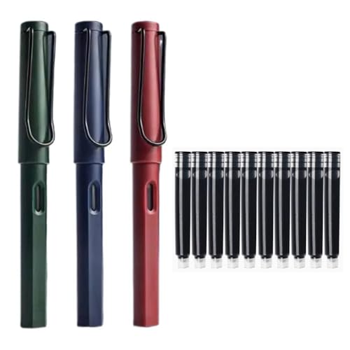Clouism Retro-Füllfederhalter EF/F/0,38 mm, 3 Stück/Set, Schreibfüllfederhalter, Bürobedarf, Stifte(J-3Pens 10 Patronen, EF) von Clouism