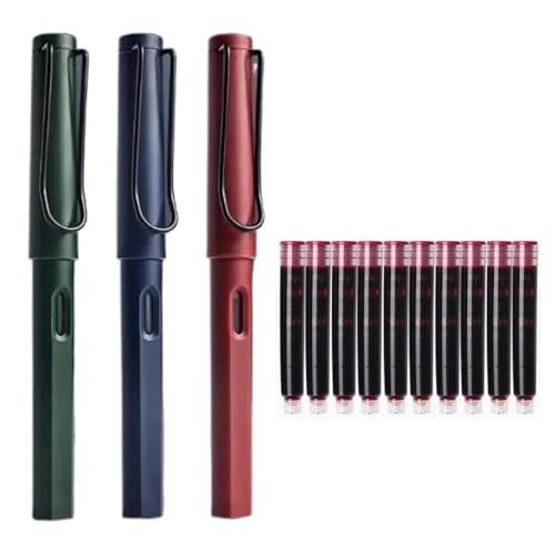 Clouism Retro-Füllfederhalter EF/F/0,38 mm, 3 Stück/Set, Schreibfüllfederhalter, Bürobedarf, Stifte(L-3Stifte, 10 Patronen, 0,38) von Clouism