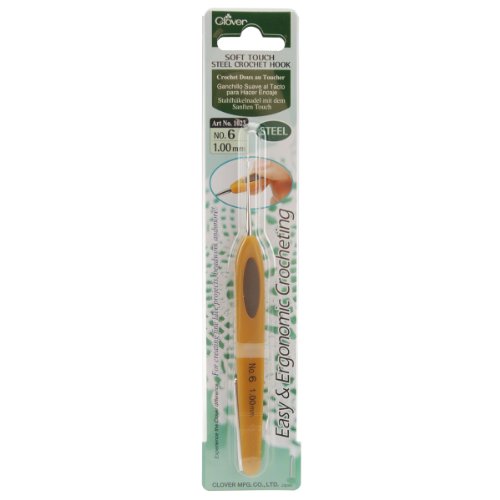 Bulk Buy: Clover Soft Touch Stahl Häkelnadel Größe 6 1,00 mm 1023 (3er Pack) von Clover