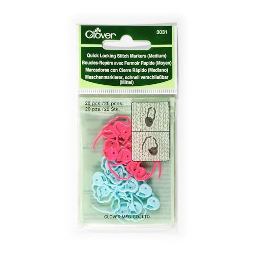 CLOVER Schnellverschluss Maschenmarkierer (Medium), Plastische, Mehrfarbig, 13 x 6.5 x 0.5 cm, 20 von Clover