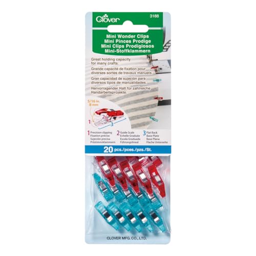 Clover (Rot & Blau/20 Stück Wonder Clips: Mini: 20 Pieces, Kunststoff, Sortiert von Clover