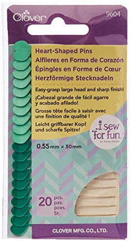 Clover Pkg Herzförmige Pins, Packung mit 20, Baumwolle, Grün, Pack of 20 von Clover