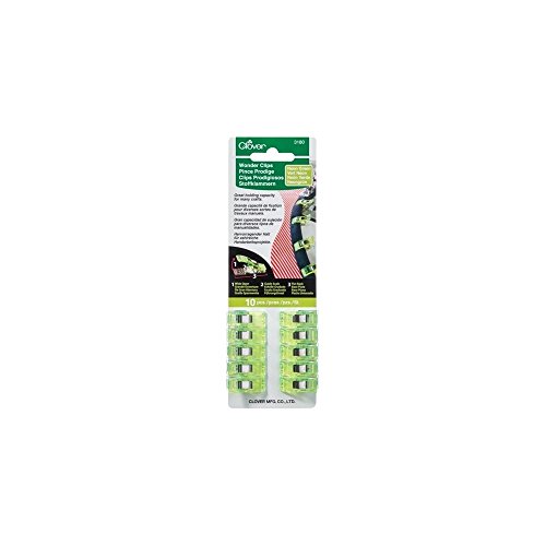 Clover 3180 Stoffklammern, 10-er Pack, neongrün von Clover