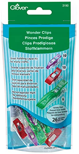 Clover CL3190 Wonder Clips Assorted Pack, Stück, Sortiert, 26 Pieces von Clover