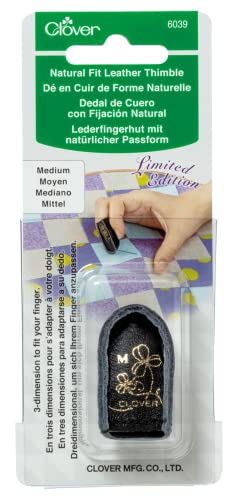 Clover 683413 Fingerhut aus Leder, Limitierte Auflage, natürliche Passform, Größe M, Schwarz von Clover