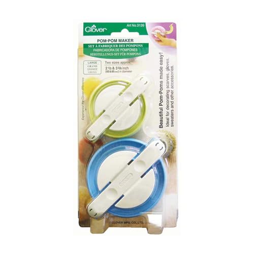 Clover CL3126 Pom-Hersteller, Plastic, blau/gelb, 65-85 mm, 2 Count Clover CL3126 Pom-Hersteller, Plastic, blau/gelb, 65-85 mm, 2 Count von Clover