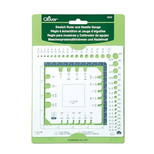 Clover CL3200 Lineal und Nadellehre Swatch Ruler and Needle Gauge, PET-Kunststoff, sortiert von Clover