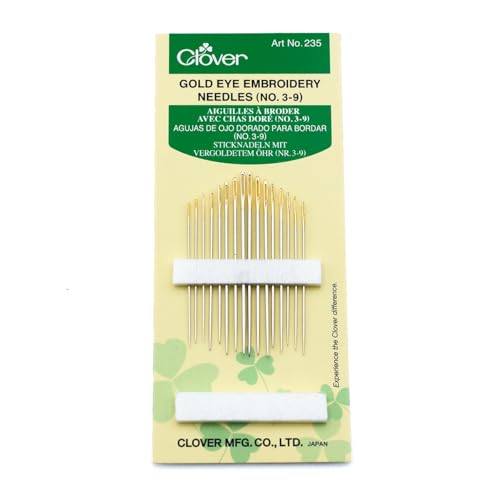 Clover Gold Eye Embroidery Needles Size 3-9 Nähnadel, Legierter Stahl, Mehrfarbig, Each, 16 Clover Gold Eye Embroidery Needles Size 3-9 Nähnadel, Legierter Stahl, Mehrfarbig, Each, 16 von Clover