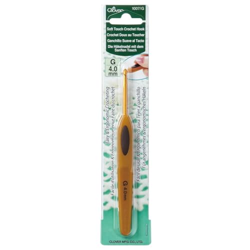 Clover Soft Touch Ergonomische Häkelnadel, Gelb, 5,5 mm von Clover