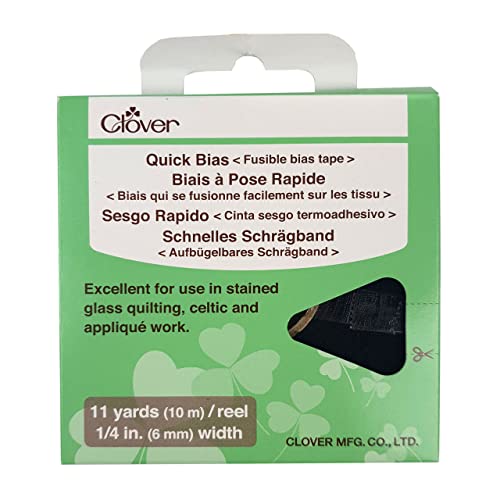 CLOVER Schnelles Schraegband:6mm x 10m: Schwarz, Baumwolle, Black Lame, OS von CLOVER