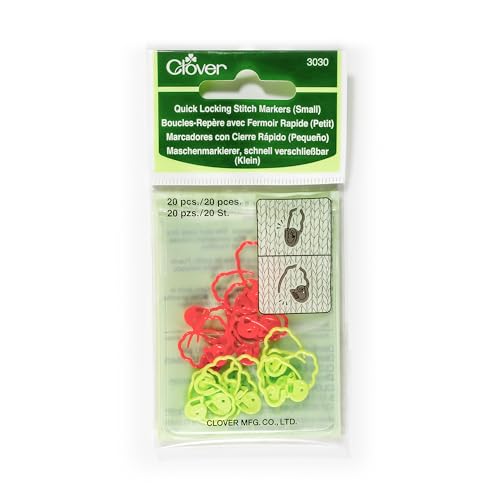 CLOVER Schnellverschluss Maschenmarkierer (klein), Plastische, Mehrfarbig, 13 x 6.5 x 0.5 cm von Clover