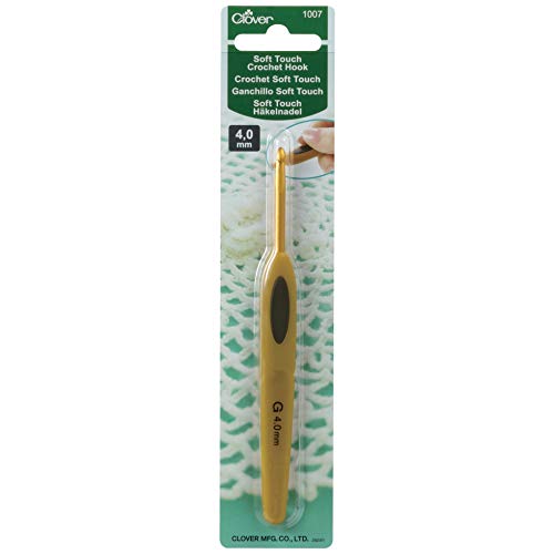 Clover Soft Touch Deluxe Häkelnadel, 4,00 mm, Stahl, goldfarben von clover