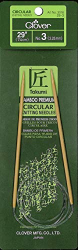 Clover Takumi Stricknadeln Bambus Rundstricknadeln 29-inchsize 3/3.25 mm, andere, Mehrfarbig von Clover
