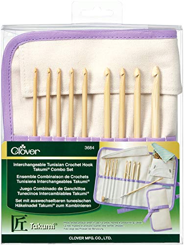 Clover Takumi Stricknadeln Bambus austauschbar Tunesische Häkelnadel Set von Clover