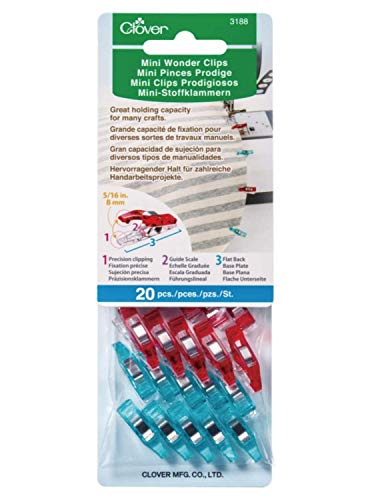 Clover Wunderklammern zum Quilten und Basteln (Mini, sortiert), 20 Stück von Clover