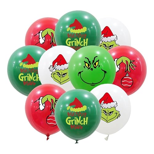 20 Stück Grinch Weihnachtsballons Weihnachten Luftballons für Kinder Weihnachten Neujahr Geburtstag Party Deko von CloverCy