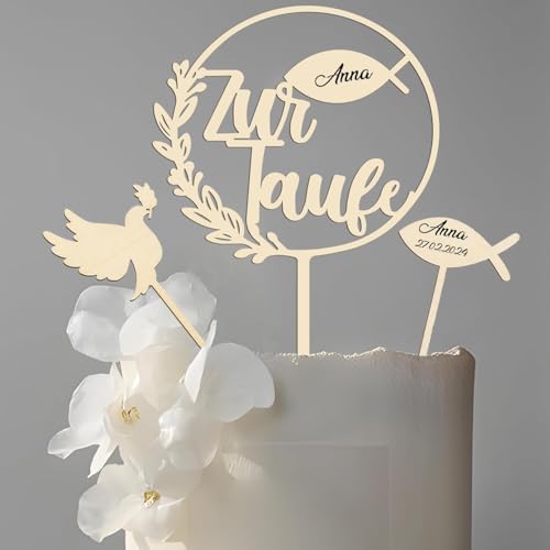 Cake Topper Taufe, Holz Tortendeko, Tortenstecker Kuchen Topper für Junge Mädchen Taufdeko Cake Topper Taufe, Holz Tortendeko, Tortenstecker Kuchen Topper für Junge Mädchen Taufdeko von CloverCy