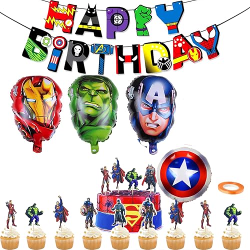 Superhelden Avengers Geburtstags Deko Jungen Avengers Luftballons Superhelden Party Dekoration Avengers Folienballons 24 Stück Cake Toppers Für Kindergeburtstag Deko von CloverCy