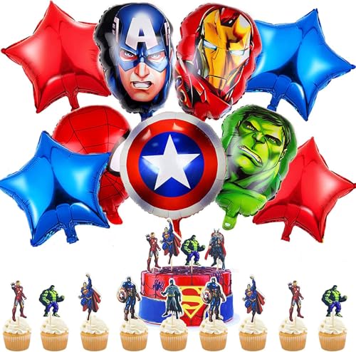 Superhelden-Geburtstagsparty-Dekorationen, Partyzubehör – Helden-Folienballons, Kuchendekoration für Kinder, Jungen, Superhelden-Mottoparty Superhelden-Geburtstagsparty-Dekorationen, Partyzubehör – Helden-Folienballons, Kuchendekoration für Kinder, Jungen, Superhelden-Mottoparty von CloverCy