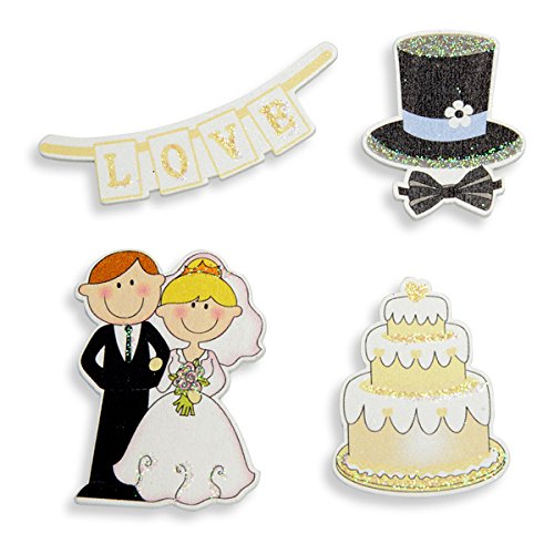 Club Green "Hochzeit Set" Holz Aufkleber, gelb, 4 Stück in jeder Packung Club Green "Hochzeit Set" Holz Aufkleber, gelb, 4 Stück in jeder Packung von Club Green