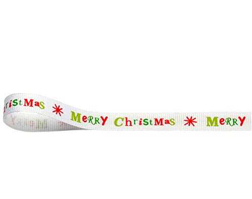 Club Green "Merry/Weihnachts Ripsband, weiß, 10 x 10 m von Club Green