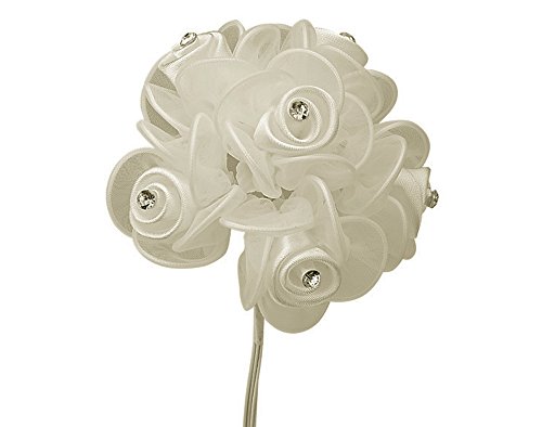 Club Green Satin Rose mit Strass, elfenbeinfarben, 2,5 cm, 6 Stück Club Green Satin Rose mit Strass, elfenbeinfarben, 2,5 cm, 6 Stück von Club Green