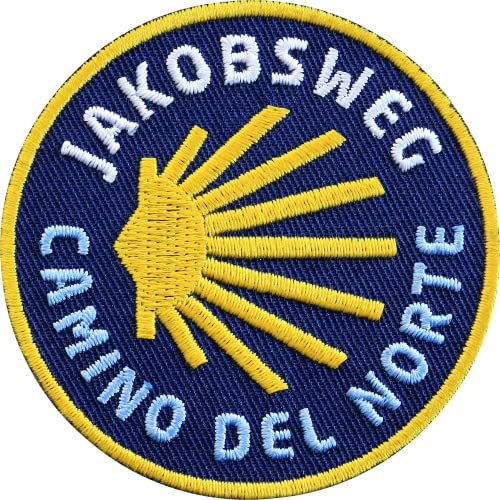 1 x Jakobsweg Camino del Norte rund gestickt 62 mm/Patch Patches Aufbügler Aufnäher Bügel-Flicken zum Aufbügeln Aufnähen/Pilgern Pilgerweg Wandern Wanderweg Santiago (Navy) von Club of Heroes