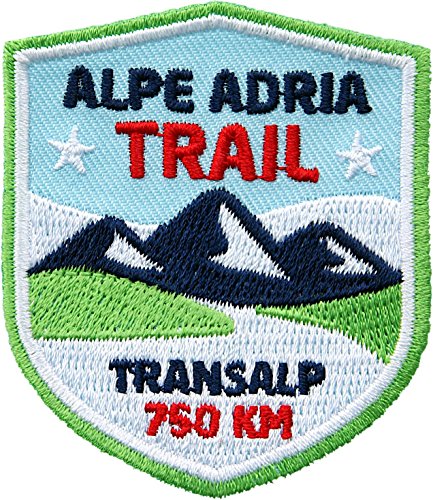 2 x Alpe Adria Trail Abzeichen 51 x 60 mm/Transalp Alpencross Alpenüberquerung Fern-Wanderweg/Aufnäher Aufbügler Sticker Flicken Bügelbild Patch auf Kleidung Rucksack/Tourenkarte Reiseführer von Club of Heroes