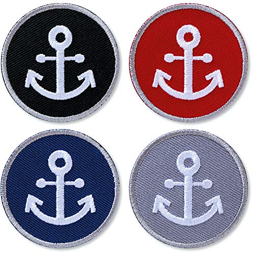 4 x Anker Patches gestickt 45 mm/Aufbügler Aufnäher Patch Flicken Applikation zum Aufbügeln Aufnähen/Maritim Schifffahrt Seefahrt Segeln Segelboot Marine Meer/Club of Heroes (Farbset) von Club of Heroes