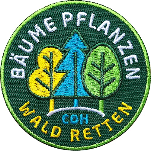 2 x Bäume pflanzen, Wald retten gestickt 65 mm, Patch Aufnäher Aufbügler/Forst Förster Future Klima Klimaschutz Klimawandel Natur Naturschutz Ökosystem Umwelt Zukunft von Club of Heroes