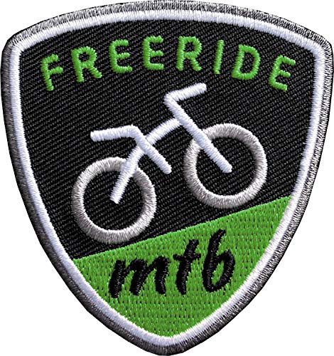 2 x Freeride MTB Patches 60 x 62 mm gestickt/Aufnäher Patch Bügelflicken Aufbügler zum bügeln aufnähen/Mountainbike Radtour Fahrrad Bike Radweg Downhill (Grün) von Club of Heroes