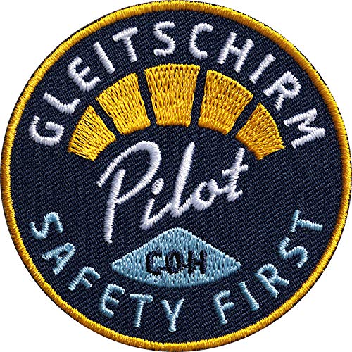 2 x Gleitschirm Pilot Abzeichen 62 mm gestickt/Aufnäher Aufbügler Flicken Bügelflicken Patch Patches/Paragliding Paraglider Fliegen Drachen Flugschein (Navy-Blau) von Club of Heroes