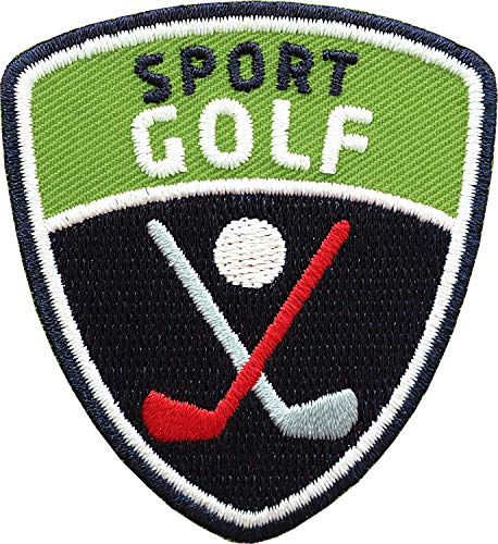 2 x Golf Sport Patch 55 x 60 mm gestickt/Golfball Golfschläger Golfsport Turnier/Aufnäher Aufbügler Abzeichen Flicken Wappen Patches für Kleidung Mode Tasche (Grün) von Club of Heroes