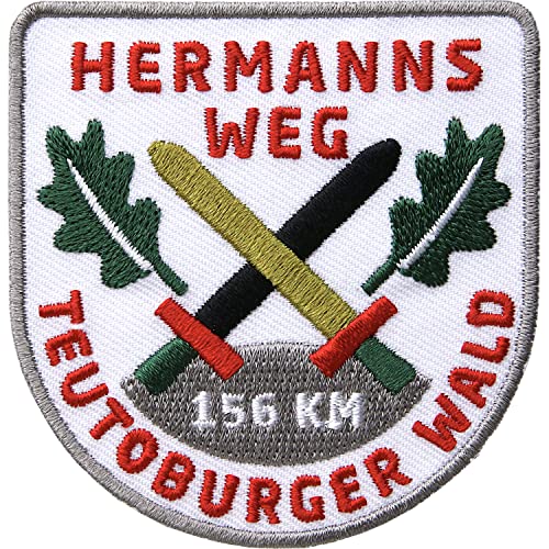 Hermanns-Weg Patch 64 x 66 mm gestickt/Aufnäher Aufbügler Bügelflicken zum aufnähen aufbügeln auf Kleidung Rucksack/Wandern Wanderweg Wanderführer/Club of Heroes von Club of Heroes