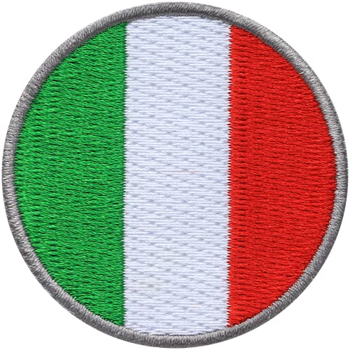 2 x Italien rund gestickt 52 mm/Flagge Fahne Wappen Land/Patch Patches Abzeichen Aufbügler Aufnäher Flicken Bügel-Flicken Applikation zum Aufbügeln Aufnähen auf Kleidung Rucksack von Club of Heroes