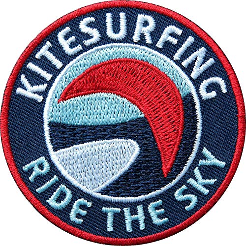 2 x Kite-Surfing Abzeichen gestickt 60 mm/Aufnäher Aufbügler Sticker Patch für Kitesurfen Surfen Kite-Surfing Kitesurfing Kiten Kiting Kiteboard Kitebrett Kitebar Boardset Segel von Club of Heroes