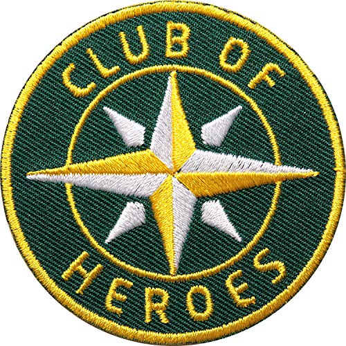 2 x Kompass Patch gestickt 60 mm Grün Gelb/Aufbügler Aufnäher Flicken Bügelflicken Bügelbild Wappen Emblem Stickerei Abenteuer Sport Hero/Patches zum Aufbügeln Aufnähen auf Kleidung Jacke Mütze von Club of Heroes