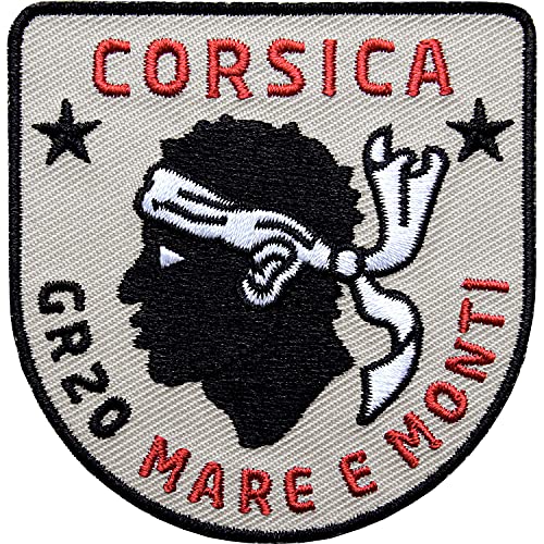 Korsika GR20 Patch gestickt 64 x 66 mm/Aufnäher Aufbügler, Bügelflicken/Mare e Monti Corse Trekking Wanderweg Fernwanderweg korsische Flagge Reiseführer/Club of Heroes von Club of Heroes