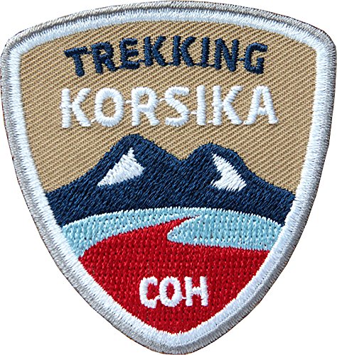 2 x Korsika Trekking Patch 55 x 58 mm gestickt/Insel Wandern Reise Wanderweg/Applikation Aufnäher Aufbügler Bügelbild Flicken/zum aufbügeln aufnähen auf Kleidung Rucksack von Club of Heroes