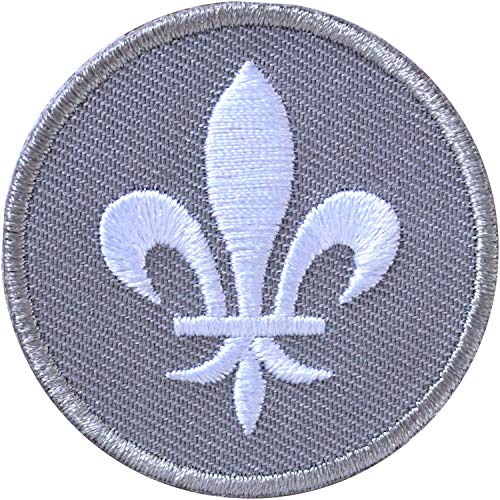 2 x Lilie Patch gestickt 45 mm/Aufbügler Aufnäher Patches Bügelflicken Applikation zum aufbügeln aufnähen Deko/Lile de France Adel Blüte Blume französisch Wappen/Club of Heroes (Grau) von Club of Heroes