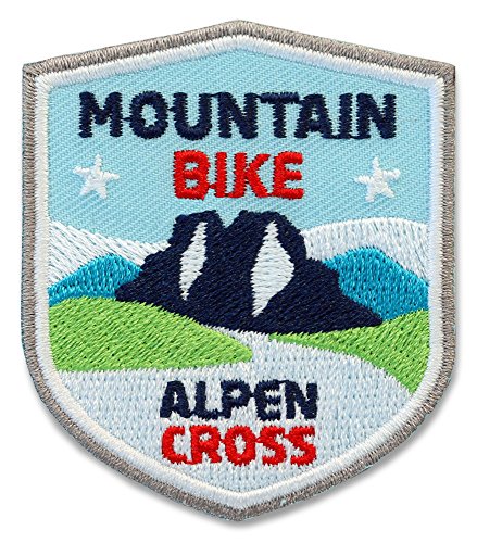 2 x MTB Alpencross Abzeichen 51 x 60 mm gestickt/Mountainbike Alpenüberquerung Transalp Radtour Rad-Zubehör Rucksack/Aufnäher Aufbügler Sticker Flicken Patch/Rad-Tourenkarte Reiseführer Buch von Club of Heroes