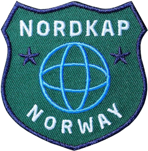 2 x Nordkap Norwegen Patch gestickt 60 x 61 mm/Aufnäher Aufbügler Bügel-Flicken Patches/Skandinavien Hurtigruten Polarlicht Polarkreis Outdoor Trekking Reise Reiseführer (Grün) von Club of Heroes